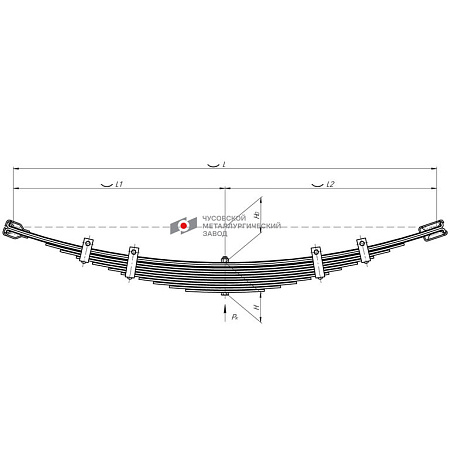 Рессора ГАЗ-53, 3307, САЗ-356, 3502, КАВЗ-685 передняя (12 листов) L=1225мм ЧМЗ